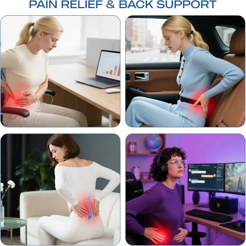 Vista 8 de Skechers Almohada de apoyo lumbar para silla de oficina, almohada lumbar de espuma viscoelástica, alivio del dolor de espalda baja, almohada