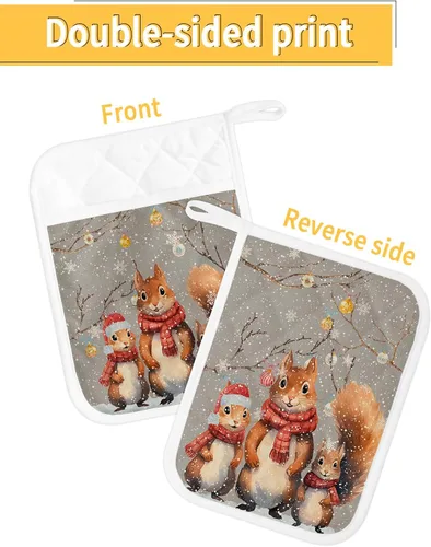 Vista 2 de Xmas 3Pcs Pot Holders for Kitchen,Non Slip & Heat Insulation Terry Cloth Potholder Set with Pocket,Thick Hot Pad Oven Mitts Trivet Coaster for