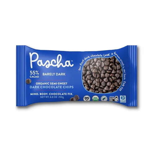 Vista 11 de Pascha Chips orgánicos para hornear con 70 % cacao, chocolate amargo negro con azúcar de coco, vegano, sin OMG, certificado Rainforest Alliance, sin