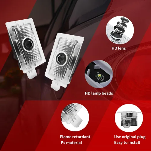 Vista 3 de 2 piezas de luces LED para la puerta del coche con proyector de logotipo Compatible con 300 300C 300S 2005- Presente, luz LED de sombra fantasma