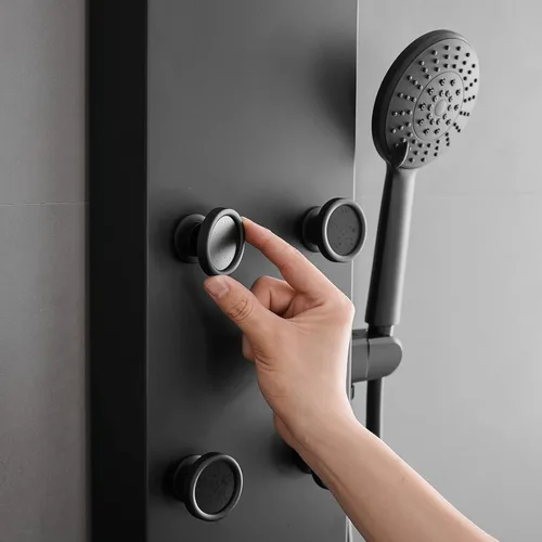 Vista 8 de BWE Panel de ducha 3 en 1, sistema de torre de acero inoxidable, panel de ducha multifunción con 6 masajes corporales y ducha de mano para el hogar