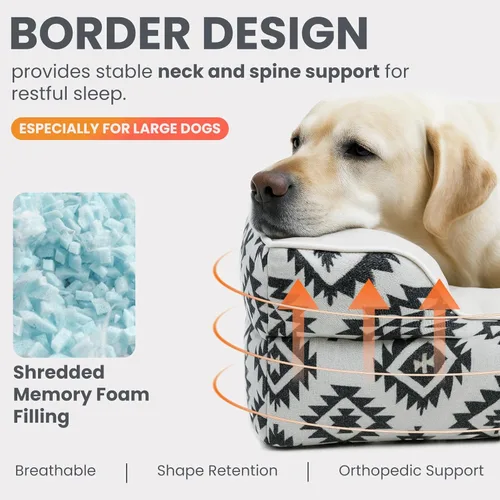 Vista 5 de Laifug Cama ortopédica grande de espuma viscoelástica para perro, sofá para perro con funda de gamuza lavable y extraíble, forro impermeable y parte
