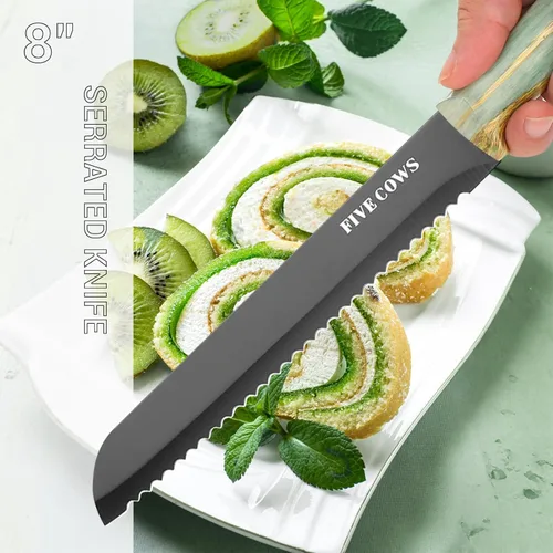 Vista 8 de 16-Piece Kitchen Knife Block Set with Cutting Board - German Stainless Steel Knives, Built-In Sharpener, Dishwasher Safe, Anti-Slip Handle