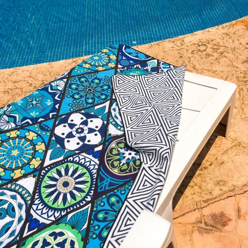 Vista 7 de Elite Trend Toalla de secado rápido, extra grande de 78 x 35 pulgadas, toalla de playa de microfibra, perfecta para la playa, viajes, natación