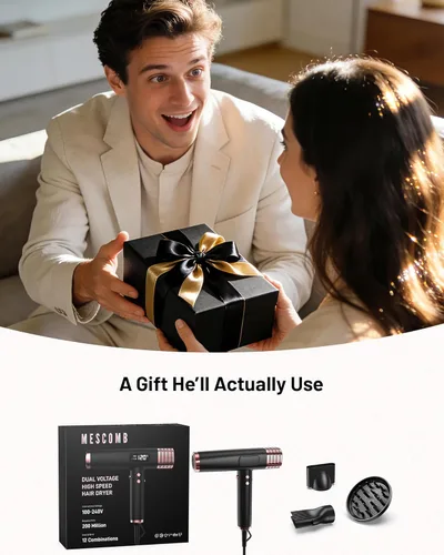 Vista 9 de MESCOMB Secador de pelo de viaje con difusor, 1875 W de doble voltaje iónico, secado rápido y control de encrespamiento para cabello gruesorizado