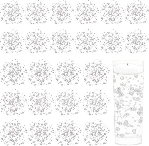 Vista 24 de Tondiamo 24 piezas de perlas artificiales para velas flotantes, perlas sintéticas, guirnalda de cuentas, decoración de centro de mesa para jarrones