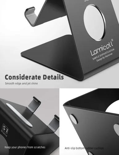 Vista 6 de Lamicall Soporte para teléfono celular, base para teléfono: cuna, soporte, soporte para escritorio de oficina - negro