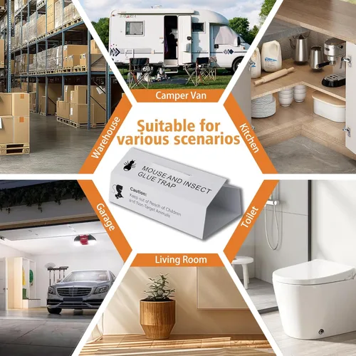 Vista 7 de Tablas de pegamento para ratones e insectos, 38 unidades, trampas adhesivas para ratones para interiores para el hogar, bandeja adhesiva