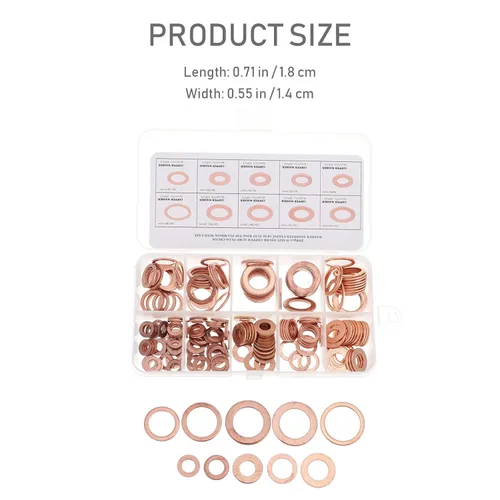 Vista 2 de FOMIYES 200pcs Copper Sealing Washer Kit Flat Copper Washers Gasket Assortment for Automotive and Industrial Sealing Applications