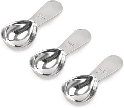 Cuchara de café Juego de 3 piezas Cuchara medidora de acero inoxidable, cuchara de café 1 cucharada (0.5 fl oz, plata) Adecuado para café molido,