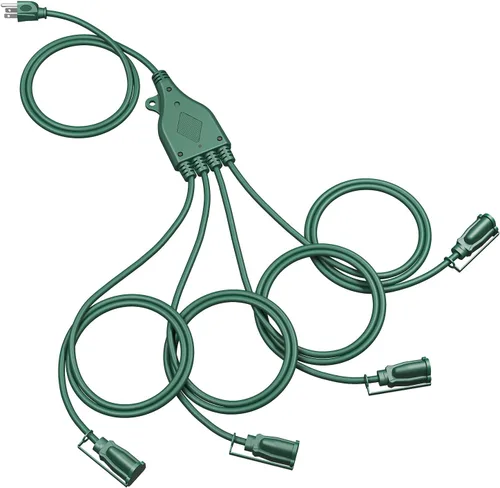 Vista 12 de DEWENWILS Cable de extensión para exteriores de 1 a 3 divisores, total de 12 pies, 13 A, 125 V, 1625 W, 16/3C, SJTW, cable de extensión