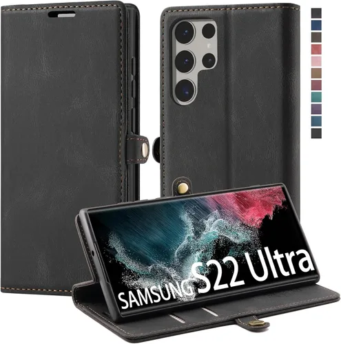 Vista 18 de Funda tipo cartera para Samsung Galaxy S22 5G con tarjetero y función atril, bloqueo magnético RFID, funda de piel con tapa para Galaxy S22 5G