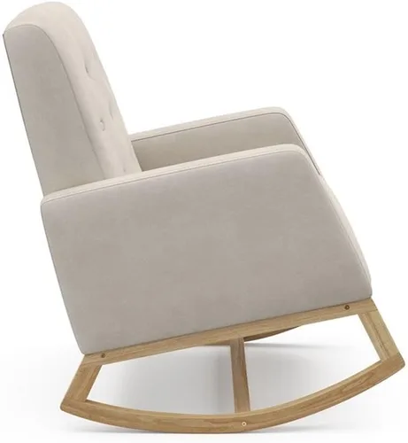 Vista 5 de Storkcraft Northern Lights - Mecedora tapizada de alta calidad para guardería (color marfil con natural), elegante y de apoyo con base basculante