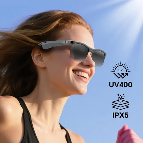 Vista 7 de Lentes inteligentes – Gafas Bluetooth para hombres con traducción de 160 idiomas con protección UV con chat GPT lentes inteligentes multifuncionales