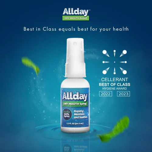 Vista 2 de Allday Spray bucal seco, xilitol de máxima resistencia, acción rápida, larga duración, no ácido (paquete de 4)