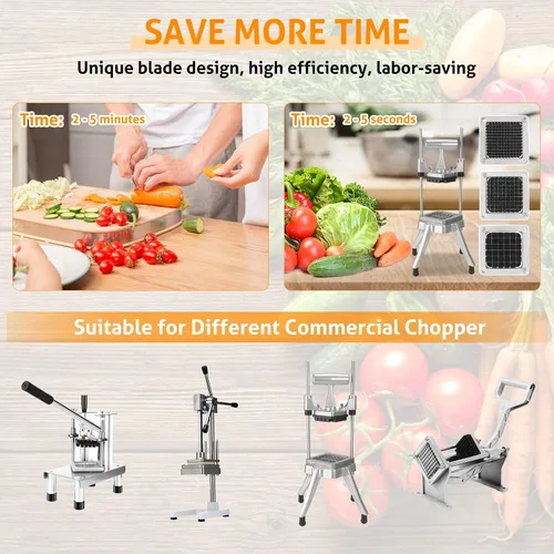 Vista 6 de WICHEMI Cuchilla de repuesto para picadora de verduras comercial de 1/2 pulgadas, cortador de cebolla de acero inoxidable, cuchillas y bloque