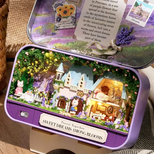 Vista 3 de Spilay - Casa de muñecas en miniatura con muebles, kit de casa de muñecas de madera para hacer tú mismo, modelo de mini caja de hierro tipo teatro