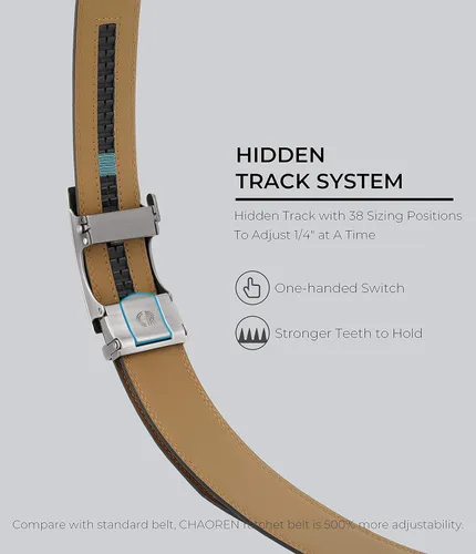Vista 4 de CHAOREN Cinturón de trinquete de cuero para hombre, ajuste personalizable, estilo sin esfuerzo (1.378 in)