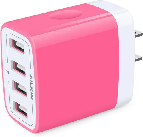 Vista 7 de Cargador de pared, adaptador de cargador USB, estación de carga rápida AILKIN 4.8A, 4 puertos múltiples, bloque de base de alimentación, enchufe