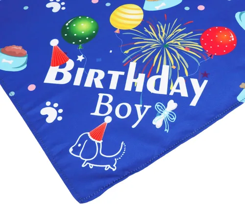 Vista 5 de ADOGGYGO Conjunto de gorro bandana para perro para suministros de fiesta de cumpleaños, bufanda de cumpleaños para mascotas para perros medianos