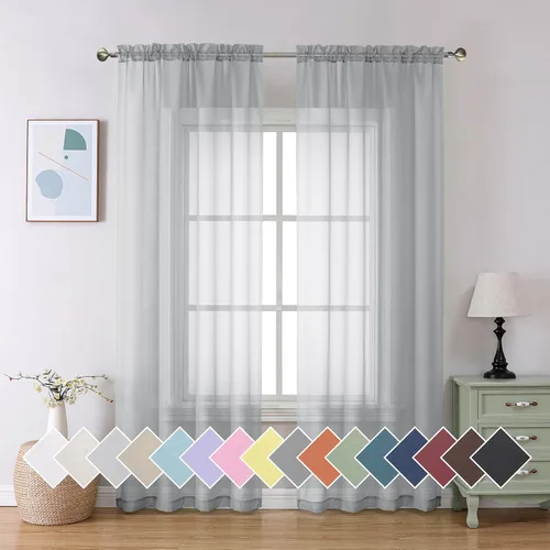 Vista 122 de Aiyufeng 2 paneles de cenefa transparente negra de 14 pulgadas de largo, cortinas cortas para dormitorio, cortinas de cocina para ventana pequeña
