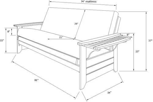 Vista 30 de Kodiak Furniture Futón Phoenix, tamaño completo, gamuza azul marino