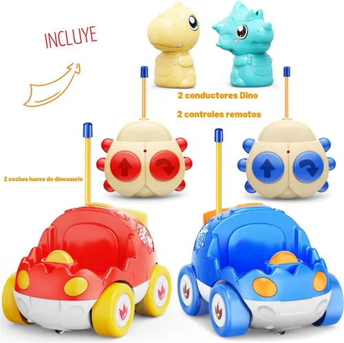 Vista 5 de Kidz do Paquete de 2 Coches de Dinosaurio con Control Remoto Juguetes para Niños de 2 3 4 5 6 Años, Regalos de Navidad y Cumpleaños para Niños