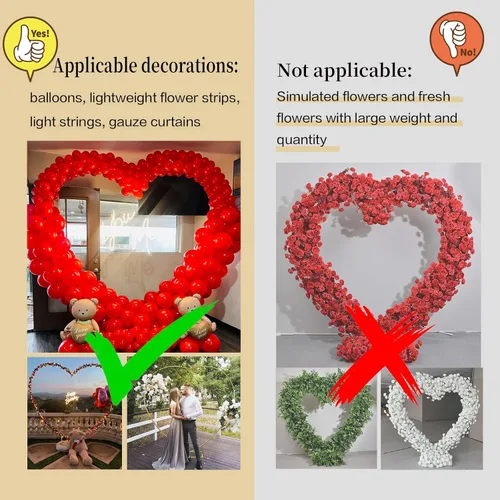 Vista 6 de Kit de arco de globos de metal, marco de arco de columna de globo de amor, soporte de arco de corazón de boda, suministros para bodas, novias, día