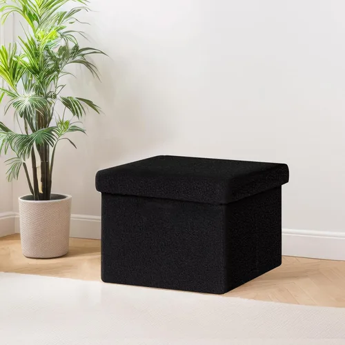 Vista 97 de PINPLUS Otomanas otomanas de almacenamiento con forma cuadrada con reposapiés de almacenamiento para sala de estar, asiento otomano Boucle para Gris