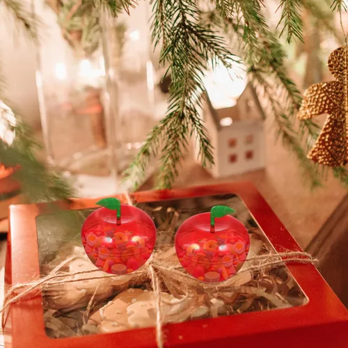 Vista 7 de 8 tarros de plástico de Navidad con forma de manzana, recipientes rellenos de manzana, contenedor de manzana roja para fiesta de Navidad, boda, día
