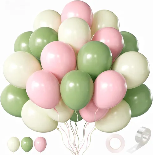 Vista 49 de Globos de látex color rosa pastel de 12 pulgadas, 60 unidades, color rosa pastel claro Rosa Bebé