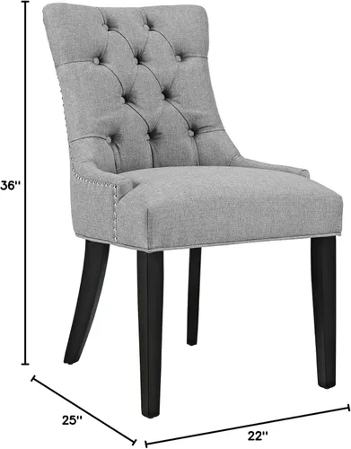 Vista 24 de Modway Regent - Silla de comedor de tela tapizada con botones en color blanco