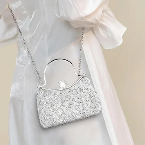 Vista 6 de Comeon Bolsos de noche para mujer con diamantes de imitación, bolsa de mano de cristal brillante, monederos formales con cadena