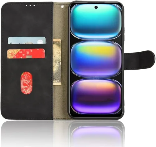 Vista 4 de Phone FILP Case Wallet Case Compatible with Infinix Hot 50 5G Case with Card Holder,Flip Case PU Leather Phone Wallet Case with Wrist Strap Black