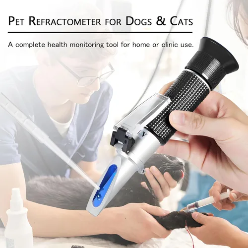 Vista 2 de V·RESOURCING Refractómetro para perros y gatos, gravedad específica de orina de mascotas (1.000 ~ 1.060) Refractómetro clínico con suero o prueba