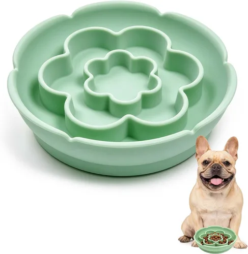 Cuenco para perros de alimentación lenta, cuenco de silicona de 6.9 Verde