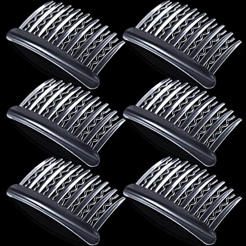 Vista 4 de Gejoy 12 peines de plástico para el cabello, accesorios para el cabello fino (transparente)