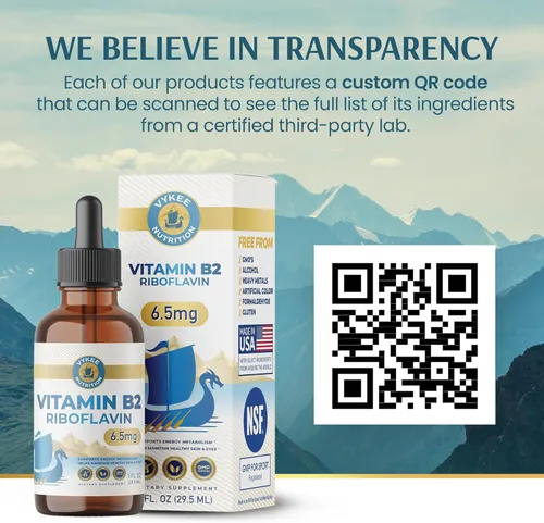 Vista 8 de Vykee Nutrition Gotas de riboflavina de vitamina B2, suplemento líquido B2 para metabolismo energético, función celular y apoyo de la visión