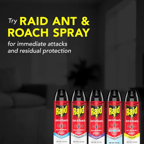 Vista 7 de Raid Ant & Roach Killer Spray para insectos enumerados, sigue matando durante semanas, aroma a limón, 17.5 onzas