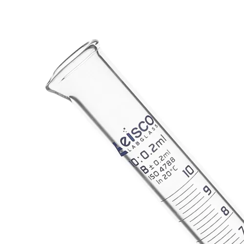 Vista 3 de Cilindro graduado, 0.3 fl oz - Tolerancia clase B ± 0.0 fl oz - Base hexagonal - Graduaciones azules - Vidrio de borosilicato 3.3 - Eisco Labs