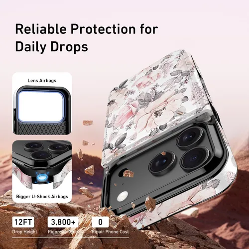 Vista 595 de LETO para iPhone 15 Pro Funda tipo cartera - Tapa tipo folio con patada - Diseños de moda - Tarjetero - Funda protectora para mujeres y niñas - 6.1