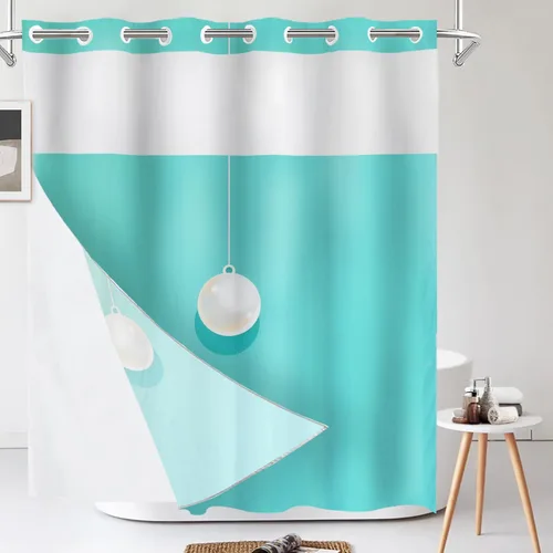 Vista 257 de Shrahala Father and Child Embracing No Hooks Shower Curtain with Snap in Liner Set, Tender Moment Captured Bathroom Décor Polyester Fiber Waterproof