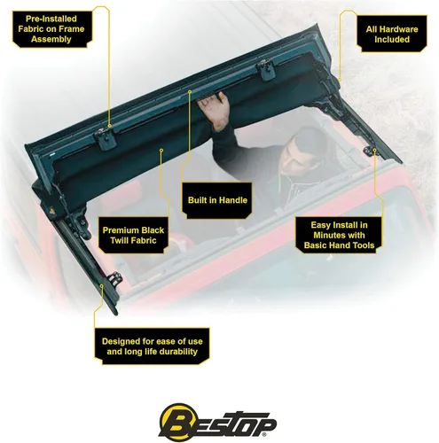 Vista 11 de Bestop 5245335 Sunrider for Hardtop for 2007-2018 Wrangler JK 2-Door & Unlimited