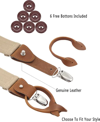 Vista 3 de Clip de cuero y tirantes del botón para los hombres estilo Y-Back para los trajes formales