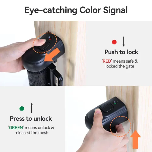 Vista 5 de COMOMY - Puerta retráctil para bebé para escaleras, puerta de malla de 0-55" para mascotas para puertas y pasillos de la casa, puerta de seguridad