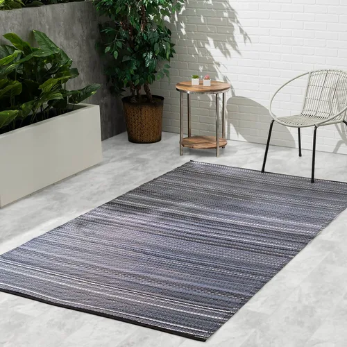 Vista 18 de Fab Habitat - Tapete de plástico reciclado para exteriores, impermeable, resistente a la decoloración y a las arrugas, rayas abstractas desgastadas