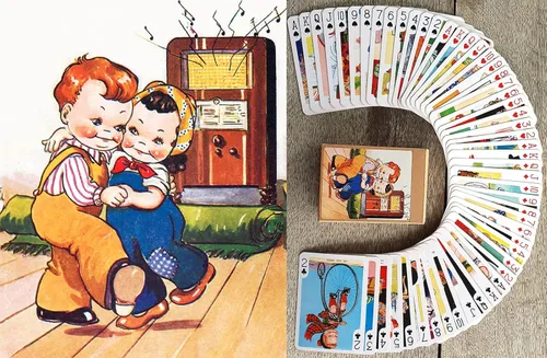 Dibujos animados divertidos jugando a las cartas (baraja de póquer 54 cartas todas diferentes) Vintage Dibujos animados divertidos escenas de la vida