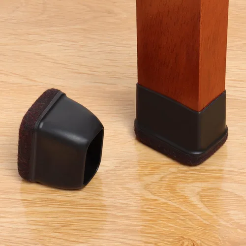 Vista 7 de Ezprotekt 16 piezas de protectores de patas de silla de silicona rectangulares, cubiertas de patas de muebles de fieltro rectangulares negras