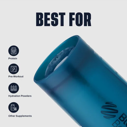 Vista 5 de BlenderBottle Classic V2 Botella mezcladora perfecta para batidos de proteínas y preentrenamiento, 28 onzas, color azul océano