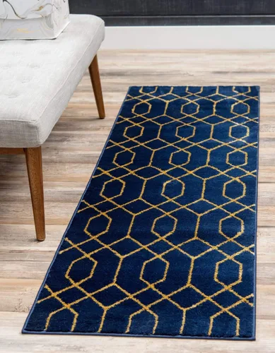 Vista 11 de Marilyn Monroe Glam Collection - Alfombra de área con diseño enrejado (2 x 3 pies, rectangular, azul marino y dorado)